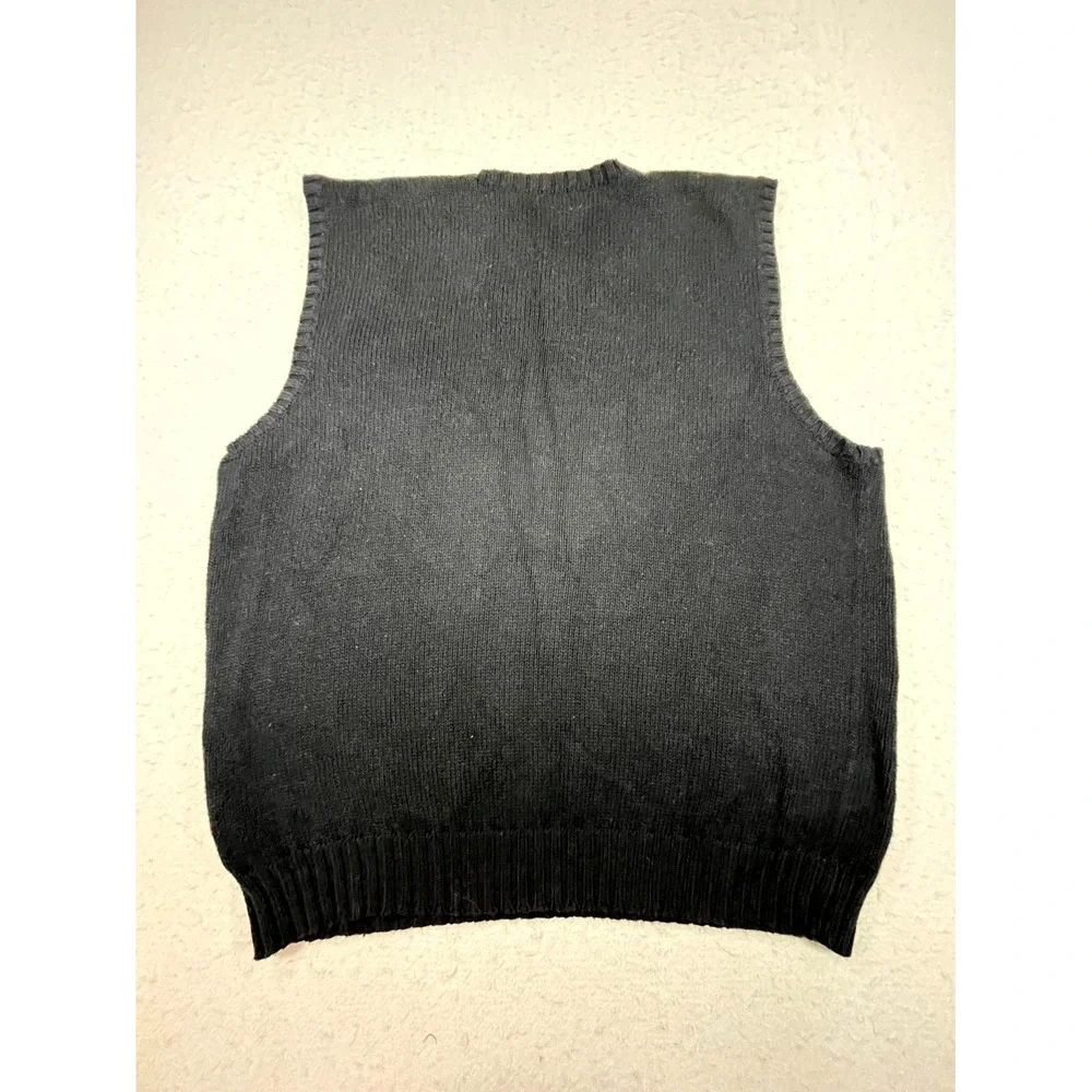 Polo Ralph Lauren Sweater Vest Mens XL Black Tight Knit Ribbed Pony Logo V Neck
